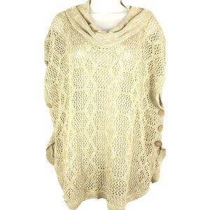 CJ Banks Open Knit Poncho Shawl Size 1X Tan Beige Spring Party Gift Festival